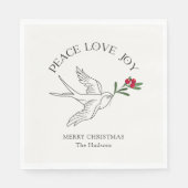 Elfenbein | PEACE LIEBE JOY Snowbird Weihnachtsfei Serviette (Vorderseite)