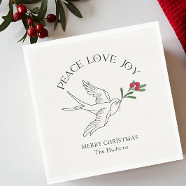 Elfenbein | PEACE LIEBE JOY Snowbird Weihnachtsfei Serviette