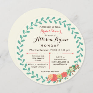 Elfenbein Pfefferminzkorallenblumenöl Brautparty l Einladung