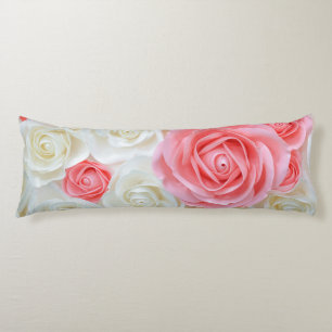 Elfenbein & Pfirsichfarben Rose Druck Kissen