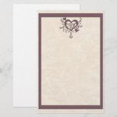 Elfenbein-Pflaumen-Herz-Briefpapier Briefpapier (Vorne/Hinten)