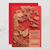 Elfenbein, Phoenix und Phoenix Tree Einladung (Vorne/Hinten)