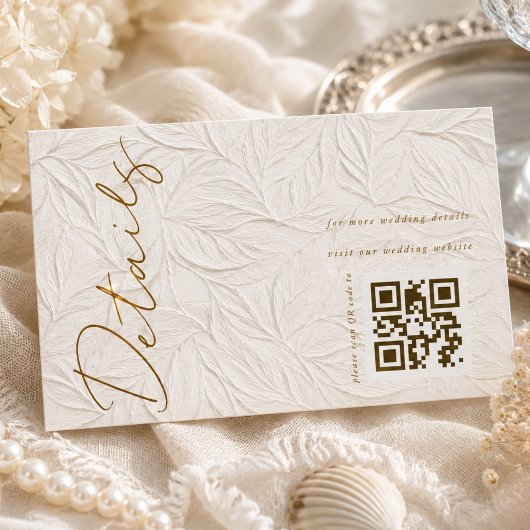 Elfenbein-QR-Code Hochzeitsdetails Begleitkarte
