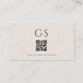 Elfenbein-QR-Code-Leinen-Luxus-Boutique-Mode Visitenkarte (Rückseite)