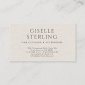 Elfenbein-QR-Code-Leinen-Luxus-Boutique-Mode Visitenkarte (Vorderseite)