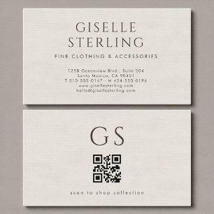 Elfenbein-QR-Code-Leinen-Luxus-Boutique-Mode Visitenkarte