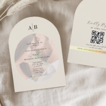 Elfenbein-QR-Code und Monogramm-Foto-Hochzeit