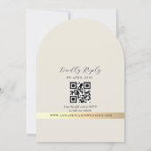Elfenbein-QR-Code und Monogramm-Foto-Hochzeit Einladung (Rückseite)