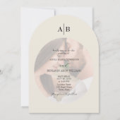 Elfenbein-QR-Code und Monogramm-Foto-Hochzeit Einladung (Vorderseite)