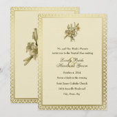 Elfenbein-Querlilien-katholische Einladung (Vorne/Hinten)