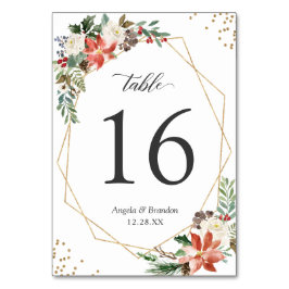 Elfenbein Red Poinsettia Floral Wedding Tischnumme Tischnummer