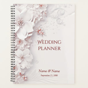 Elfenbein-Rosa-Blumen-Hochzeitsplanerin Planer