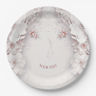 Elfenbein-Rosa-Blumen-Papierteller Pappteller