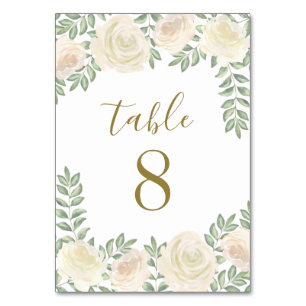 Elfenbein-Rosa-Blüten-Hochzeitstisch-Nummern-Karte Tischnummer