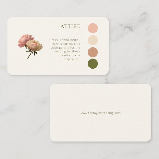 Elfenbein | Rose Hochzeitskleid Code Begleitkarte (Vorne/Hinten)