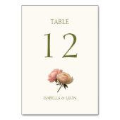Elfenbein | Rose Wedding Tischnummer Card (Vorderseite)
