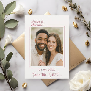 Elfenbein-Roségold-Foto-Hochzeit „Save the Date“ Save The Date