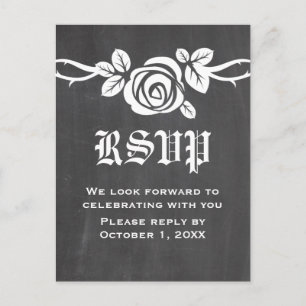 Elfenbein-Rosen-Schiefer-RSVP-Postkarte Einladungspostkarte