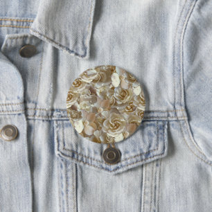 Elfenbein-Rosenmuster – Elegante Blumenkunst Button
