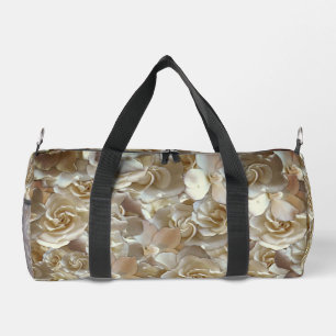 Elfenbein-Rosenmuster – Elegante Blumenkunst Duffle Bag
