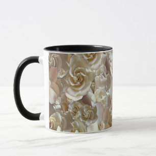Elfenbein-Rosenmuster – Elegante Blumenkunst Tasse