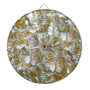 Elfenbein-Rosenmuster – Elegante Florale Kunst Dartscheibe