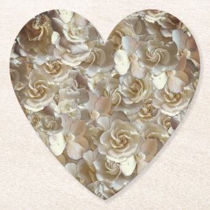 Elfenbein-Rosenmuster – Elegante Florale Kunst Untersetzer
