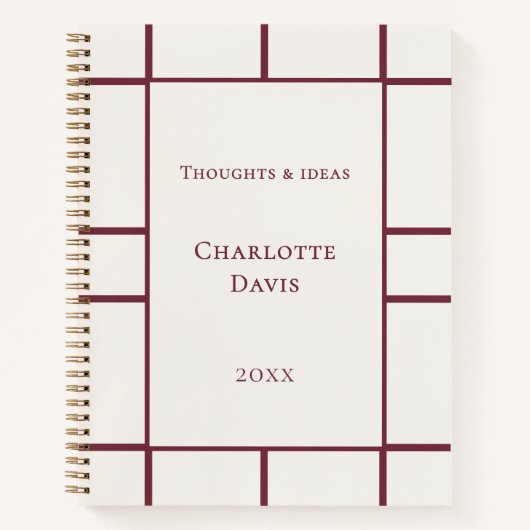 Elfenbein-rotes Gitter-Geschäft Notizblock (Vorderseite)