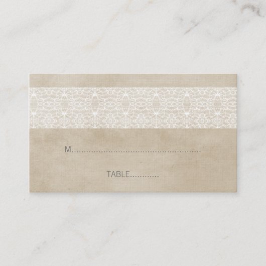 Elfenbein Rustic Lace Wedding Platzkarte (Vorderseite)