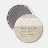 Elfenbein Rustikale Spitze Save the Date Magnet (Vorderseite/Rückseite)