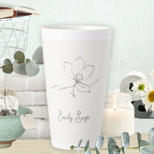 Elfenbein-Sage-Grün-Botanische-Linienkunst-Minimal Milchtasse