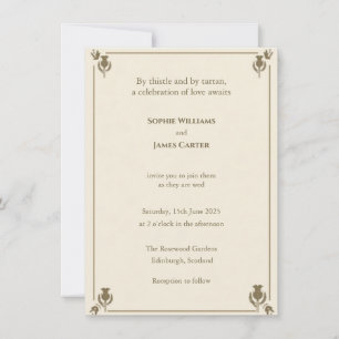 Elfenbein-Salbei-Distel Botanische Hochzeitseinlad Einladung