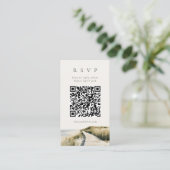 Elfenbein-Sand-Ozean-Script-Cape-Cod-QR-Code-RSVP- Begleitkarte (Stehend Vorderseite)