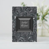 Elfenbein Schwarz-weiß Wedding RSVP Karte (Stehend Vorderseite)