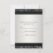 Elfenbein Schwarz-weiß Wedding RSVP Karte (Rückseite)