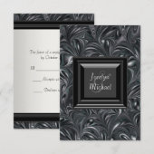 Elfenbein Schwarz-weiß Wedding RSVP Karte (Vorne/Hinten)