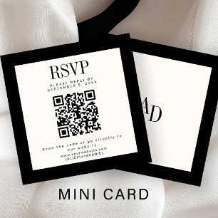 Elfenbein-schwarze klassische elegante QR-RSVP-Hoc Begleitkarte