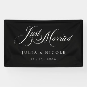 Elfenbein-Schwarzes-Frisch-verheiratet-Auto-Banner Banner