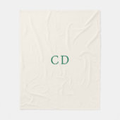 Elfenbein Smaragdgrün monogrammierte Initialen mod Fleecedecke (Vorderseite)