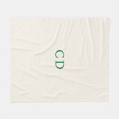 Elfenbein Smaragdgrün monogrammierte Initialen mod Fleecedecke (Vorderseite (Horizontal))