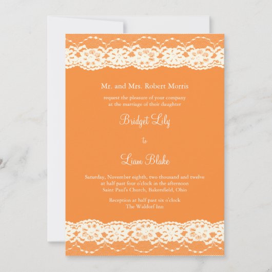 Elfenbein-Spitze-Hochzeits-Einladung Einladung (Vorderseite)