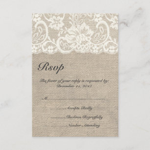 Elfenbein-Spitze und Leinwand-Hochzeit UAWG Karte