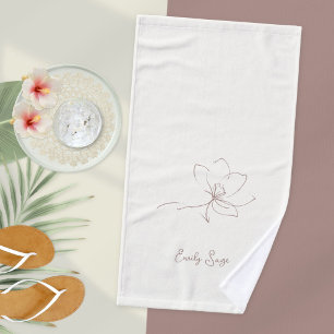 Elfenbein Staubige Rose Botanische Linienkunst Min Handtuch