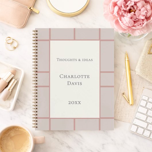 Elfenbein staubige Rose Taupe Gitter Geschäft Notizblock
