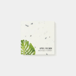 ELFENBEIN STEIN WATERCOLOR GRÜN MONSTERA BLATT LAU POST-IT KLEBEZETTEL