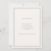 Elfenbein-Taupe-Luxus-Hochzeit mit Monogramm Save The Date (Rückseite)