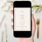 Elfenbein-Taupe-Luxus-Hochzeit mit Monogramm Save The Date