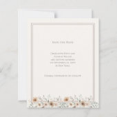 Elfenbein-Taupe-Monogramm-Blumen-Hochzeit 'Save th (Rückseite)