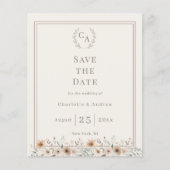 Elfenbein-Taupe-Monogramm-Floral-Hochzeit 'Save th Flyer (Vorne)