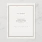 Elfenbein-Taupe-Monogramm-Hochzeit 'Save the Date' Flyer (Hinten)